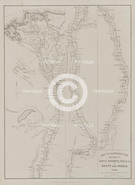 Egypt and Nubia, Volume III: Map to Illustrate the Sketches of David Roberts, Esq...1849, 1849. Creator: Louis Haghe (British, 1806-1885); F.G.Moon, 20 Threadneedle Street, London.