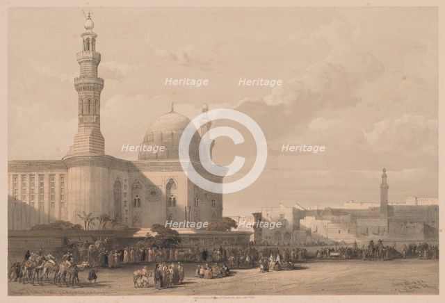 Egypt and Nubia: Volume III - No. 38, Mosque of Sultan Hassan from the Great Square..., 1838. Creator: Louis Haghe (British, 1806-1885).