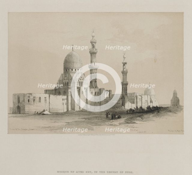 Egypt and Nubia, Volume III: Tombs of the Caliphs-Cairo. Mosque of Ayed Be[y], 1849. Creator: Louis Haghe (British, 1806-1885); F.G.Moon, 20 Threadneedle Street, London.