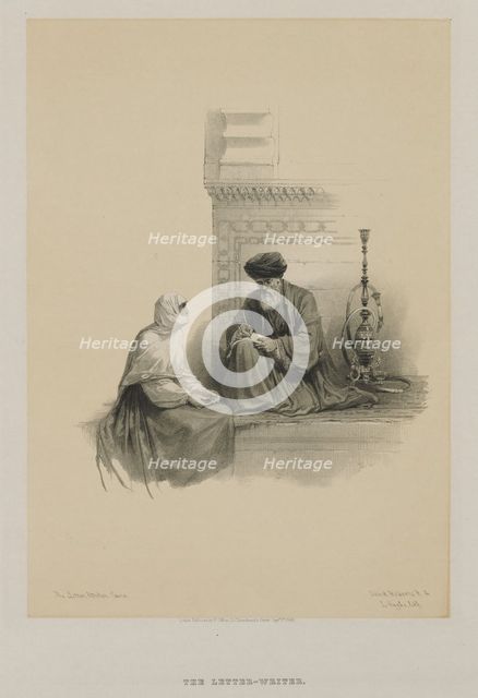 Egypt and Nubia, Volume III: The Letter-Writer, Cairo, 1849. Creator: Louis Haghe (British, 1806-1885); F.G.Moon, 20 Threadneedle Street, London.