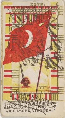 Egypt and Utah (double-printed card), from Flags of All Nations, Series 1 (N9) for Allen &..., 1887. Creator: Allen & Ginter