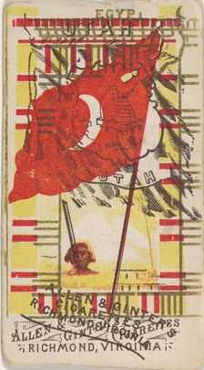 Egypt and Utah (double-printed card), from Flags of All Nations, Series 1 (N9) for Allen &..., 1887. Creator: Allen & Ginter