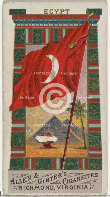 Egypt, from Flags of All Nations, Series 1 (N9) for Allen & Ginter Cigarettes Brands, 1887. Creator: Allen & Ginter.