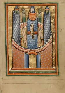 Egypt: The Fall of Pagan Idols; Illustrated Vita Christi, with devotional..., about 1190-1200. Creator: Unknown