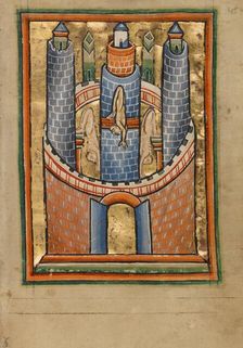 Egypt: The Fall of Pagan Idols; Illustrated Vita Christi, with devotional..., about 1190-1200. Creator: Unknown