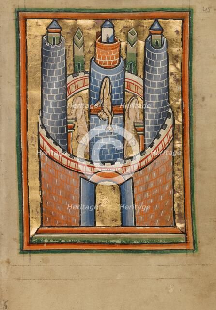 Egypt: The Fall of Pagan Idols; Illustrated Vita Christi, with devotional..., about 1190-1200. Creator: Unknown.