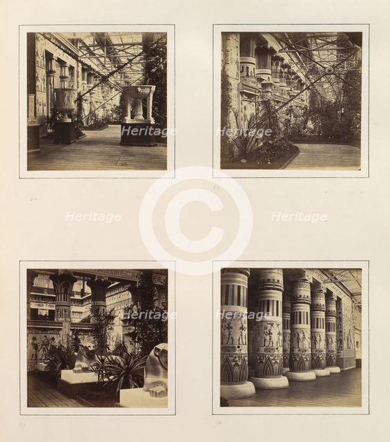 [Egyptian Court, Eastern Wall of Principal Court; Egyptian Court, Principal Facade tow..., ca. 1859. Creator: Attributed to Philip Henry Delamotte.