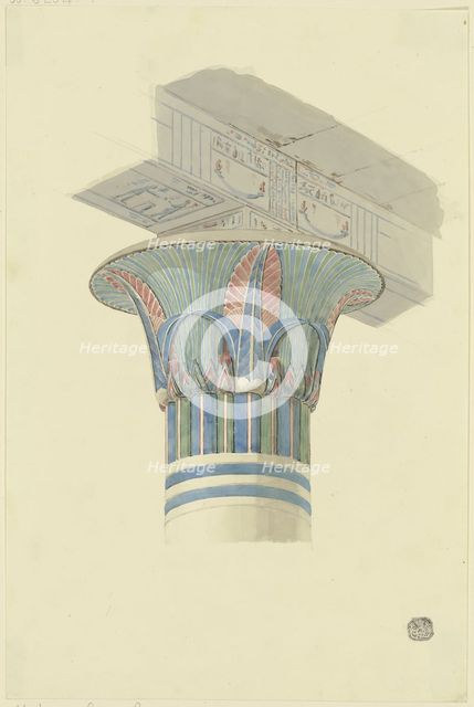Egyptian capital with architrave, 1829. Creator: Friedrich Maximilian Hessemer.
