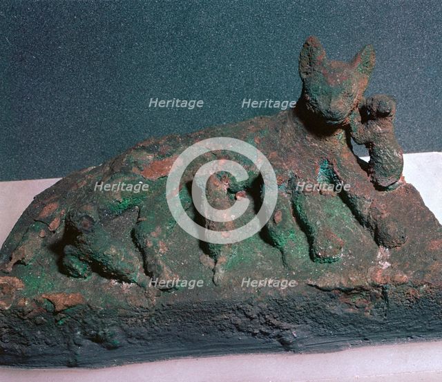 Egyptian bronze of a cat and kittens. Artist: Unknown