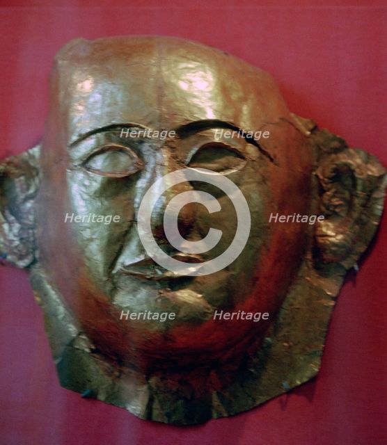 Egyptian gold death mask of Prince Khaemweset, 13th century BC. Artist: Unknown