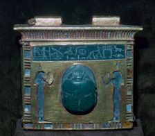 Egyptian gold pectoral with scarab