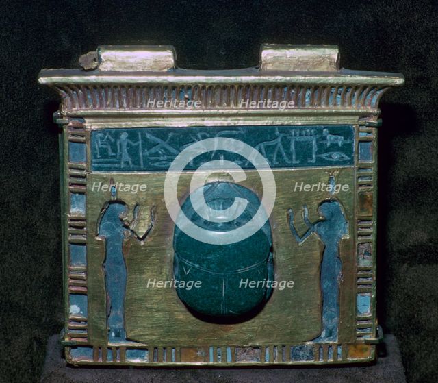 Egyptian gold pectoral with scarab. Artist: Unknown