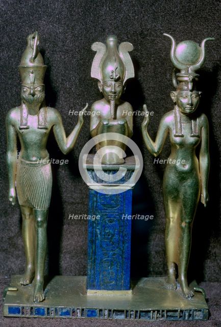 Egyptian gold statuettes of Osiris, Horus, and Isis. Artist: Unknown