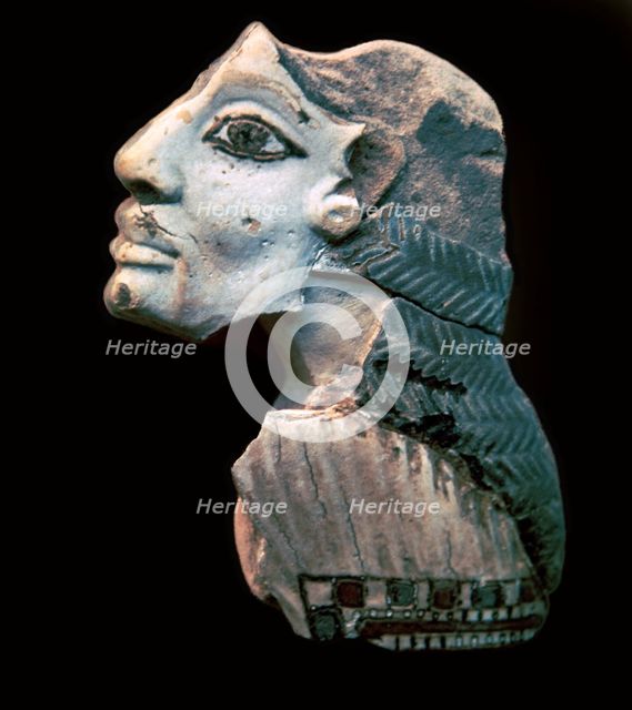 Egyptian glazed relief of a Lybian captive. Artist: Unknown