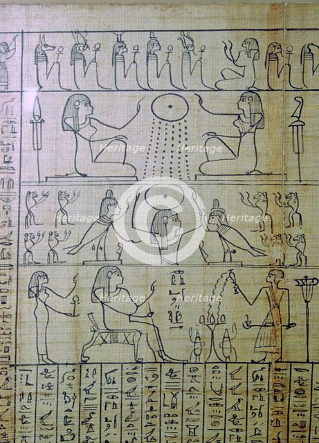 Egyptian depiction of a funeral and entrance into the underworld, Papyrus of Ani. Artist: Unknown