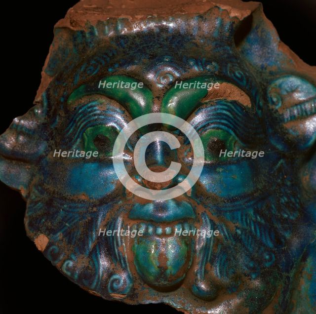 Egyptian faience head of Bes. Artist: Unknown