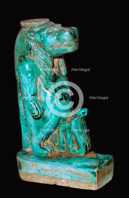 Egyptian faience statuette of the Egyptian goddess Tauret. Artist: Unknown