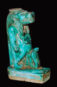Egyptian faience statuette of the Egyptian goddess Tauret