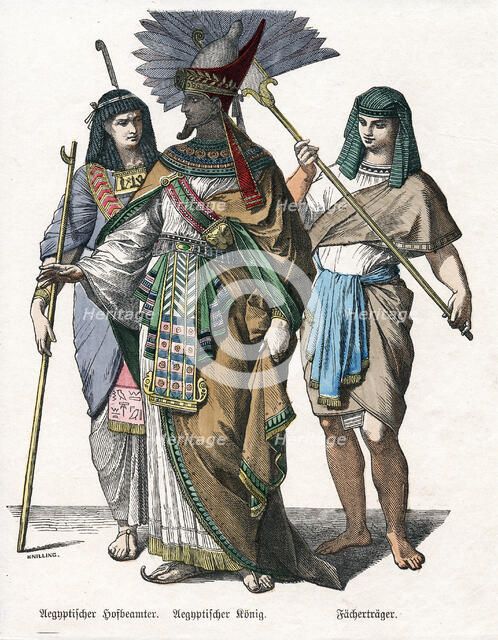 Egyptian king and male attendants, mid 19th century. Artist: Knilling