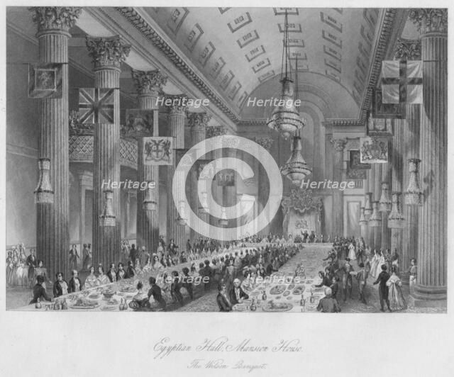 'Egyptian Hall, Mansion House: The Wilson Banquet', c1841. Artist: Henry Melville.
