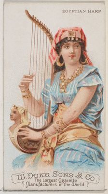 Egyptian Harp, from the Musical Instruments series (N82) for Duke brand cigarettes, 1888., 1888. Creator: Schumacher & Ettlinger