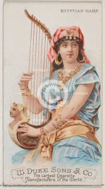 Egyptian Harp, from the Musical Instruments series (N82) for Duke brand cigarettes, 1888., 1888. Creator: Schumacher & Ettlinger.