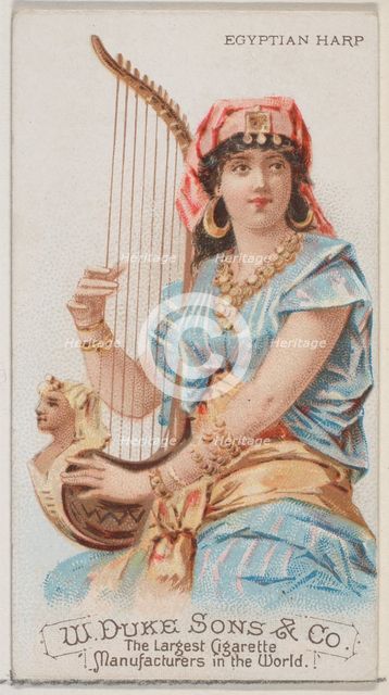 Egyptian Harp, from the Musical Instruments series (N82) for Duke brand cigarettes, 1888., 1888. Creator: Schumacher & Ettlinger.