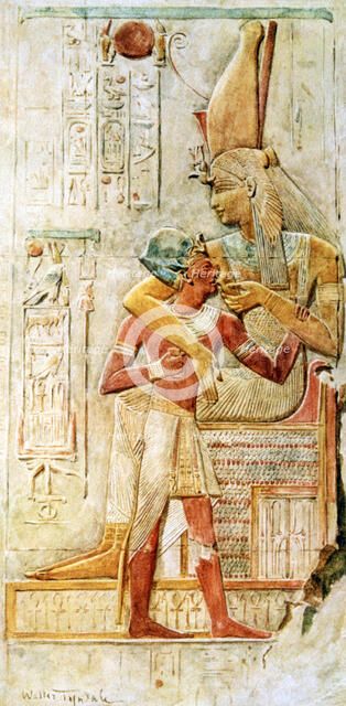 Egyptian hieroglyphs, Abydos, Egypt, 1910. Artist: Walter Tyndale