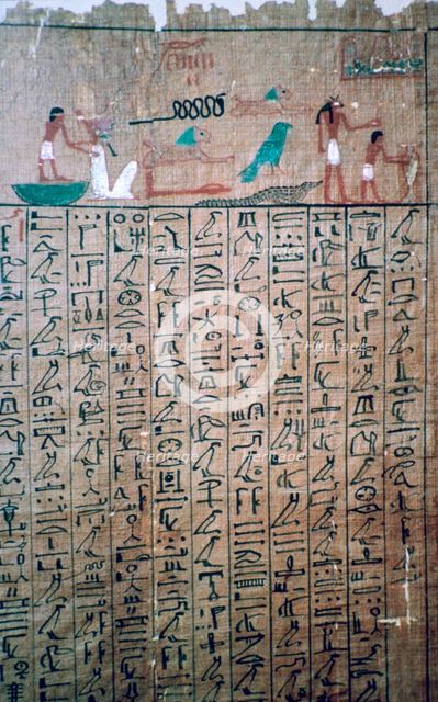 Egyptian hieroglyphs from a Book of the Dead. Artist: Unknown