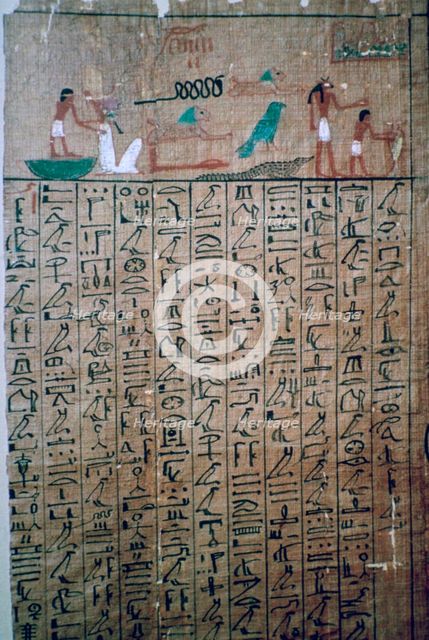 Egyptian hieroglyphs from a Book of the Dead. Artist: Unknown