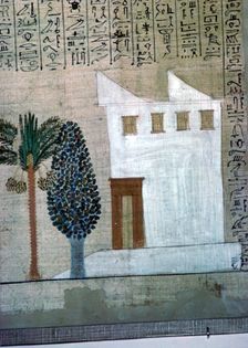 Egyptian image of a white-plastered brick house, 14th century BC