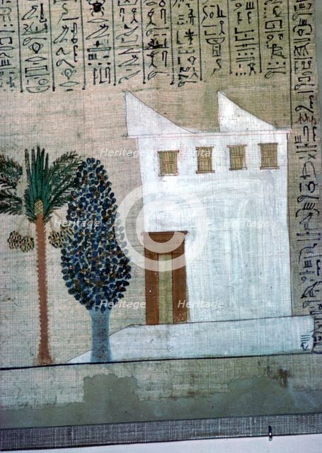 Egyptian image of a white-plastered brick house, 14th century BC Artist: Unknown