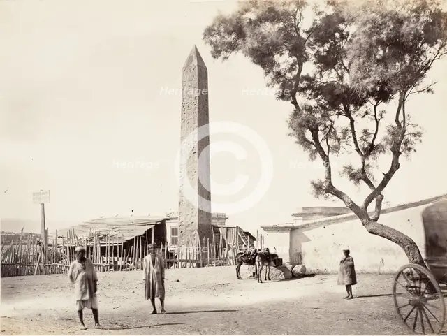 Egyptian Obelisk, "Cleopatra's Needle," in Alexandria, Egypt, ca. 1870. Creator: Francis Frith.