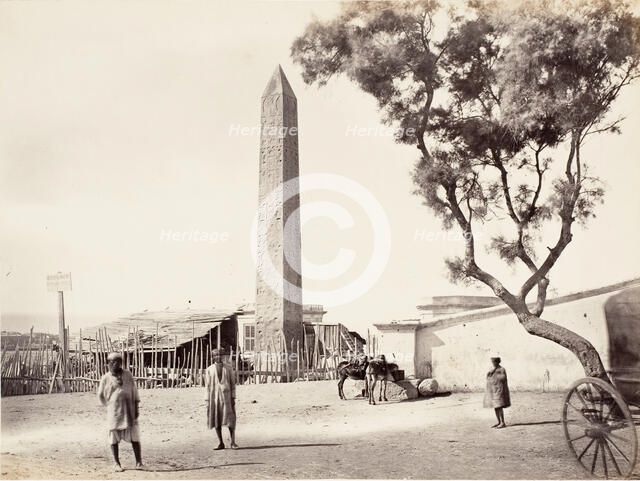 Egyptian Obelisk, "Cleopatra's Needle," in Alexandria, Egypt, ca. 1870. Creator: Francis Frith.