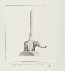 Egyptian obelisk on square in front of Catania Cathedral, 1778. Creator: Louis Ducros