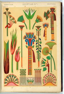 Egyptian Ornament (1). The Lotus and Papyrus. Plate 4 from the book: The grammar of ornament, 1868. Creator: Owen Jones