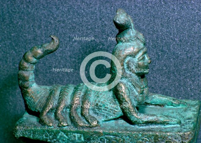 Egyptian lid of a bronze receptacle for a dead scorpion. Artist: Unknown