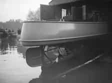 Egyptian motor launch on slipway, view of stern, 1911. Creator: Kirk & Sons of Cowes