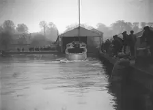 Egyptian motor launch being launched, 1911. Creator: Kirk & Sons of Cowes