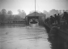 Egyptian motor launch being launched, 1911. Creator: Kirk & Sons of Cowes