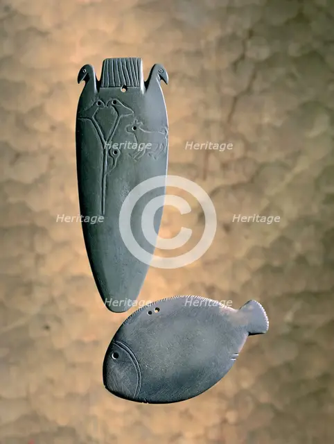 Egyptian make-up accessories, Pre-Dynastic period, 4th millennium BC. Artist: R Guillemot