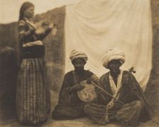 Egyptian Musicians (Rawabí) and Almée, February 20, 1852. Creator: Ernest Benecke
