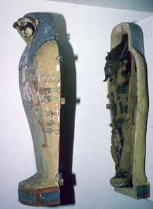 Egyptian small falcon-headed wooden coffin