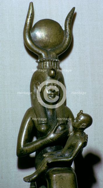 Egyptian statuette of Iris and Horus, 7th century BC Artist: Unknown