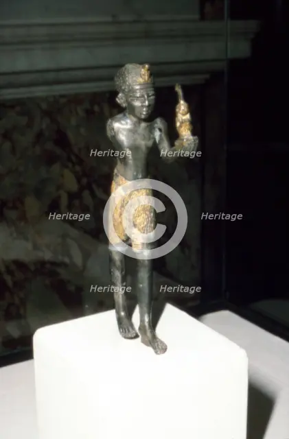 Egyptian Statuette of King Seti I offering image of Maat, New Kingdom, c13th century BC. Artist: Unknown.