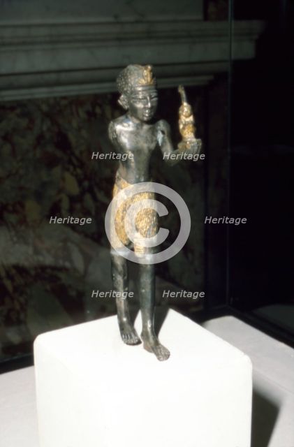 Egyptian Statuette of King Seti I offering image of Maat, New Kingdom, c13th century BC. Artist: Unknown.