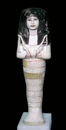 Egyptian painted limestone shabti