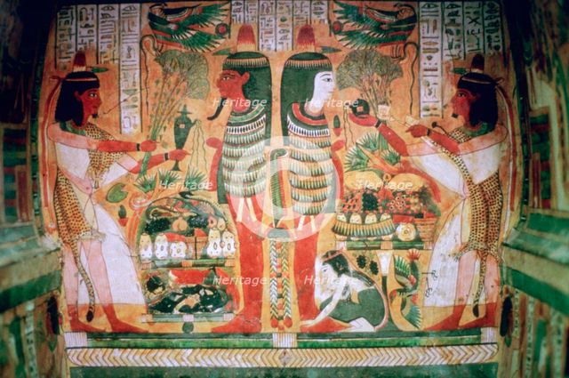 Egyptian painting inside a coffin. Artist: Unknown