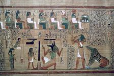 Egyptian papyrus with a depiction of the weighing of the heart