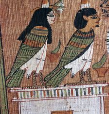 Egyptian papyrus depicting two soul-birds (Bas), 13th century BC